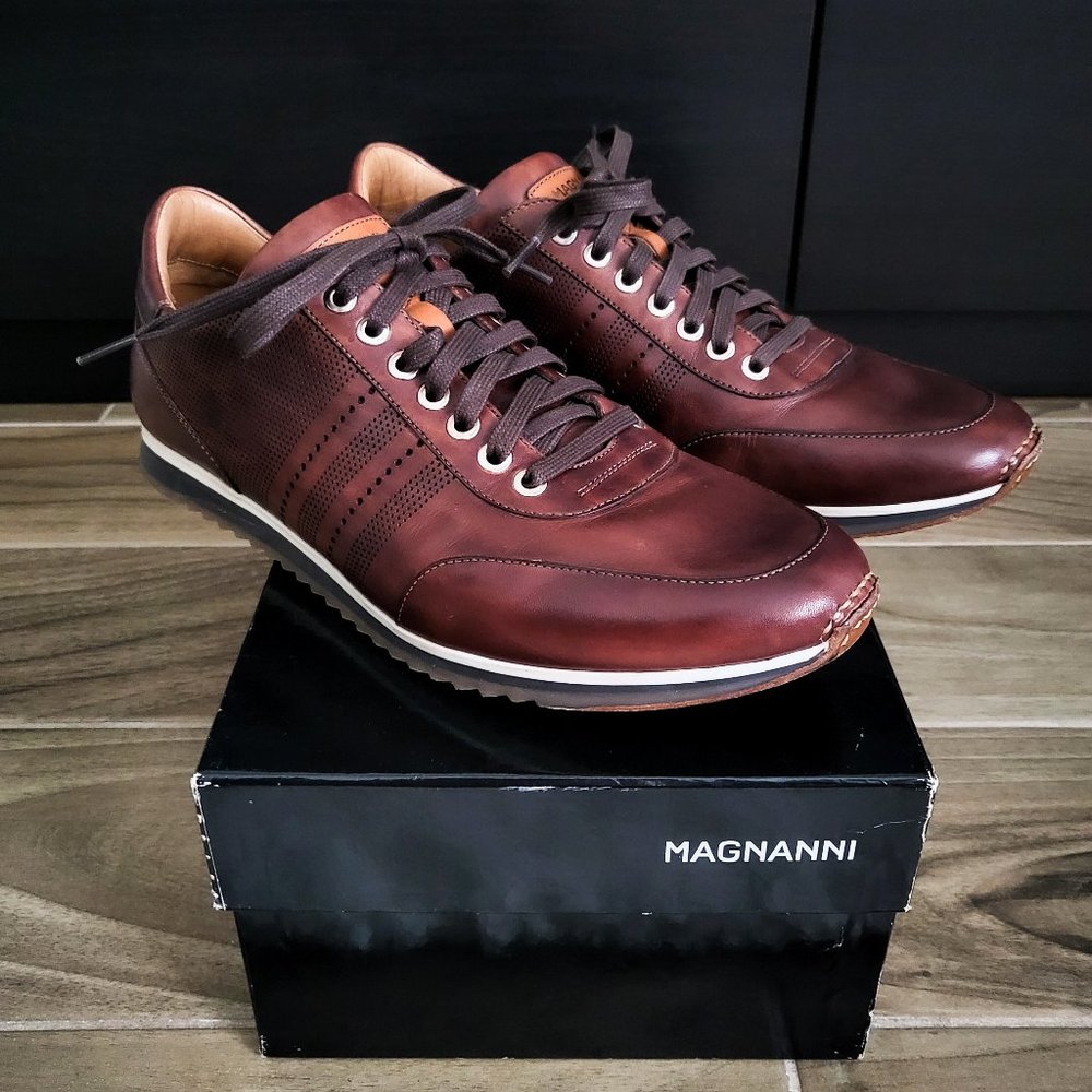 Magnanni Merino Low Top Leather Lace-up Sneakers, Men's Size 9M (18457)